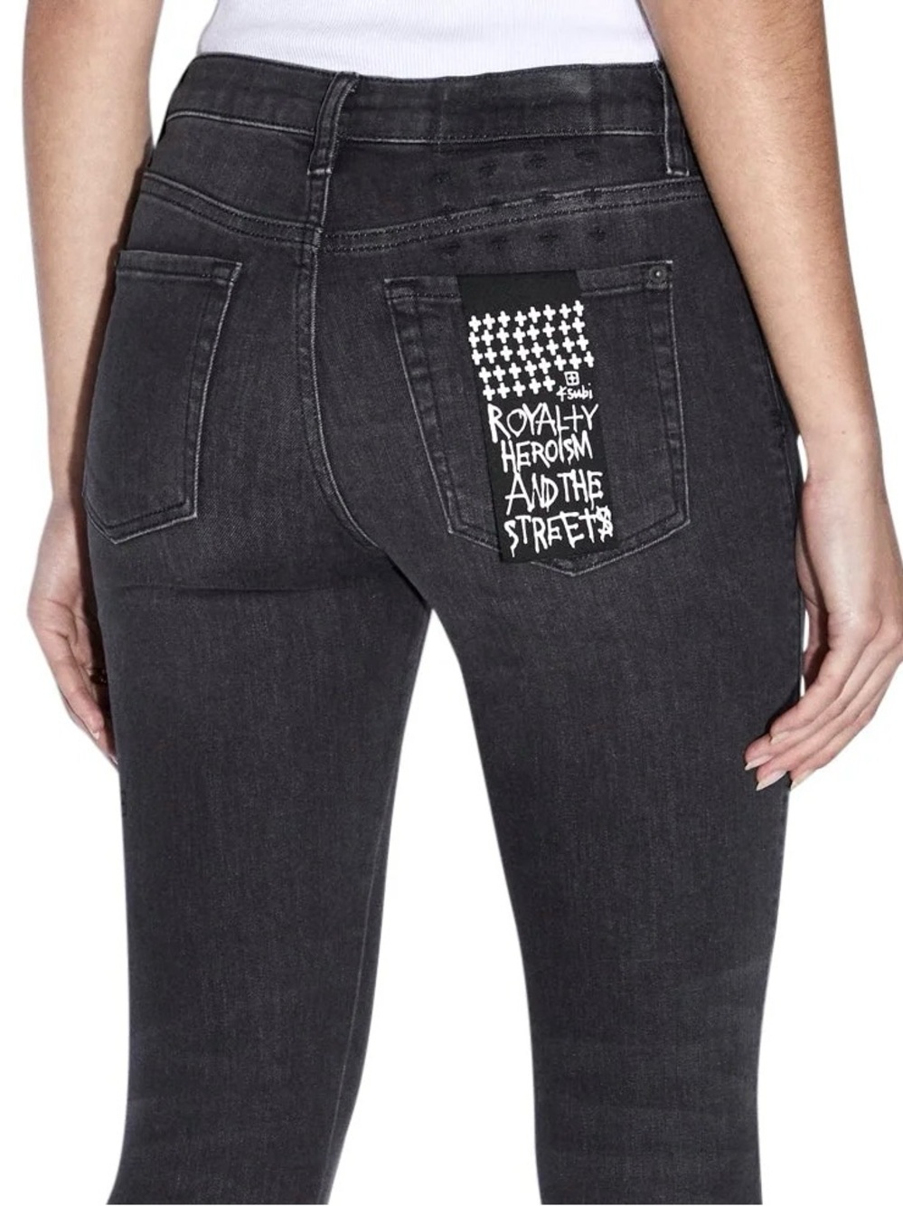 Ksubi Black Skinny Jeans with White Back-Pocket Graphic Patch